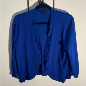 Verve Ami Vibrant Blue Ruffled Cardigan